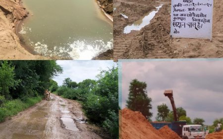 बालू खदान पर कारोबारियों ने बना डाले गहरे गहरे तालाब