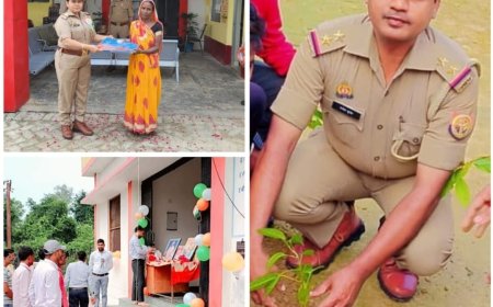 तिलोकपुर चौकी इंचार्ज मनोज कुमार द्वारा परिसर में झण्डा रोहण व पौधारोपण किया गया