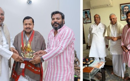 मंत्री डॉ संजय निषाद ने बीएल संतोष और नितिन नवीन से की शिष्टाचार भेंट 